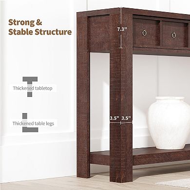 Entryway Table, 59" Console Table Narrow Sofa Table Behind Couch,Farmhouse Entry Table w/2 Drawers