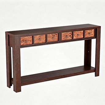 Entryway Table, 59" Console Table Narrow Sofa Table Behind Couch,Farmhouse Entry Table w/2 Drawers