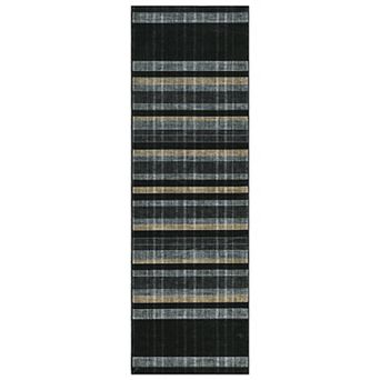 Modern Plaid Machine Washable Area Rug Low-Pile Soft Non-Slip Carpet for Bedroom Living Room