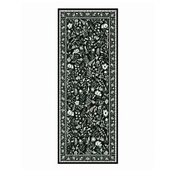 Vintage Floral Machine Washable Area Rug Soft Non-Slip Low-Pile Carpet for Living Room Bedroom Porch