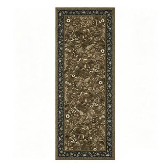 Vintage Floral Machine Washable Area Rug Soft Non-Slip Low-Pile Carpet for Living Room Bedroom Porch