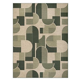 Modern Geometric Machine Washable Area Rug Low-Pile Pet-Friendly Carpet for Living Room Bedroom