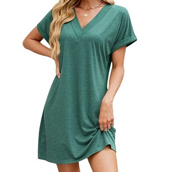 Womens Casual Flowy Short Sleeve Swing Beach Vacation A Line Mini Dress