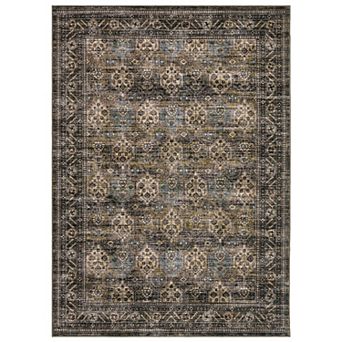 Vintage Machine Washable Area Rug Non-Slip Low-Pile Wear-Resistant Carpet for Bedroom Living Room