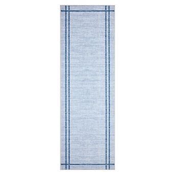 Double Line Border Machine Washable Area Rug Non-Slip Stain-Resistant Carpet for Bedroom Kitchen