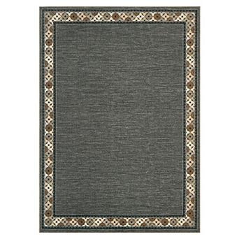 Diamond Border Machine Washable Area Rug Low-Pile Non-Slip Carpet for Bedroom Living Room Porch