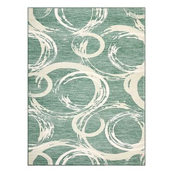 Abstract Circle Machine Washable Carpet Wear-Resistant Non-Slip Carpet for Bedroom Porch Living Room