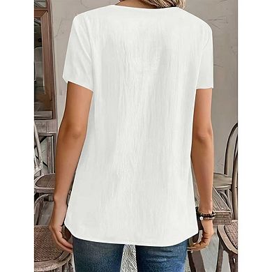 Women Top Off Shoulder Puff Short Sleeve Ruched Bust Textured Fitted Blouse Top