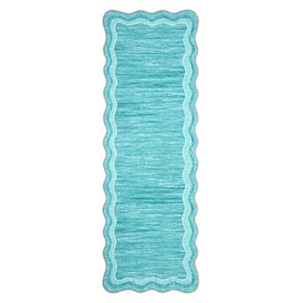 Wave Edge Solid Machine Washable Area Rug Minimalist Low-Pile Non-Slip Carpet for Bedroom Kitchen