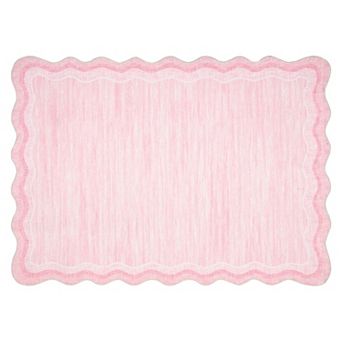 Wave Edge Solid Machine Washable Area Rug Minimalist Low-Pile Non-Slip Carpet for Bedroom Kitchen