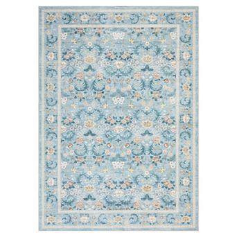 Vintage Botanical Floral Border Machine Washable Area Rug Non-Slip Carpet for Bedroom Living Room
