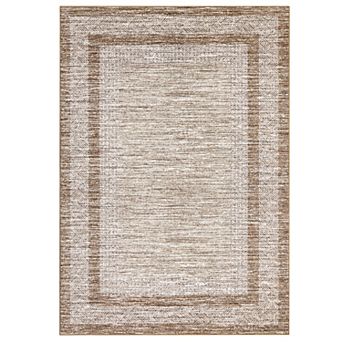 Border Geometric Machine Washable Area Rug Non-Slip Stain-Resistant Carpet for Living Room Bedroom