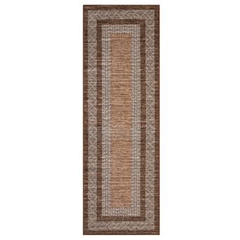 Border Geometric Machine Washable Area Rug Non-Slip Stain-Resistant Carpet for Living Room Bedroom