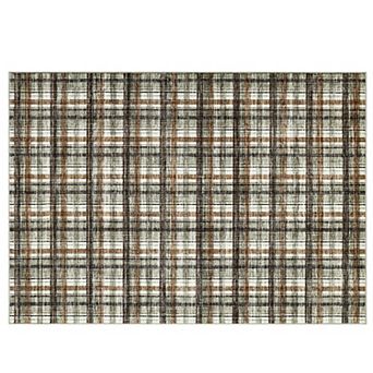 Vintage Plaid Machine Washable Area Rug Non-Slip Low-Pile Carpet for Bedroom Living Room Porch