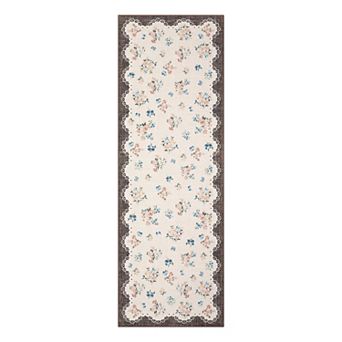 Fresh Floral Pattern Machine Washable Area Rug Stain & Wear Resistant Low-Pile Non-Slip Soft Carpet