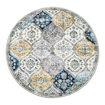 Vintage Floral Low-Pile Area Rug Machine Washable Stain-Resistant Carpet for Bedroom Living Room