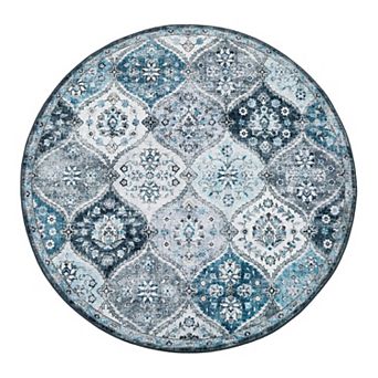 Vintage Floral Low-Pile Area Rug Machine Washable Stain-Resistant Carpet for Bedroom Living Room