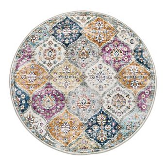 Vintage Floral Low-Pile Area Rug Machine Washable Stain-Resistant Carpet for Bedroom Living Room