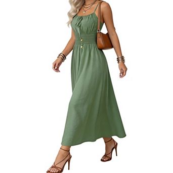 Women's Summer Spaghetti Strap Sleeveless Boho Maxi Sundress Beach Vacation Wedding Guest Dress