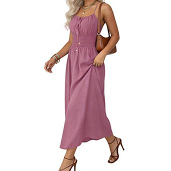 Women's Summer Spaghetti Strap Sleeveless Boho Maxi Sundress Beach Vacation Wedding Guest Dress