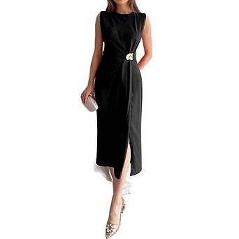 Women's Spring Summer Sleeveless Split A Line Maxi Dress Elegant Casual Cocktail Party Long Dress