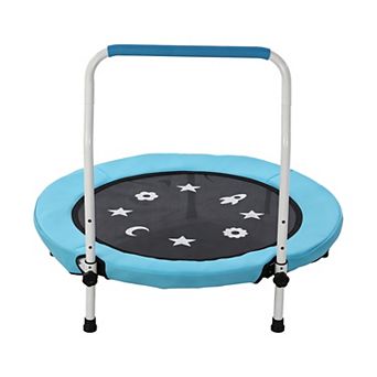 Trampoline Indoor, Trampoline Toddler with Foldable Legs & Adjustable Height Handlebar