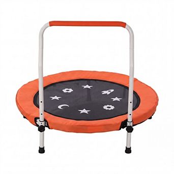 Trampoline Indoor, Trampoline Toddler with Foldable Legs & Adjustable Height Handlebar