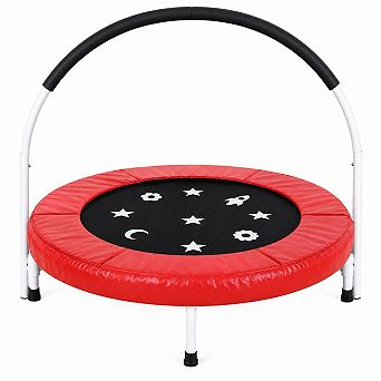 Toddler Foldable Trampoline w/Handle & Safety Pad for Children Soft foam grip, indoor & outdoor use
