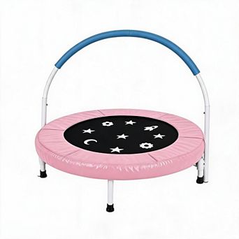 Toddler Foldable Trampoline w/Handle & Safety Pad for Children Soft foam grip, indoor & outdoor use