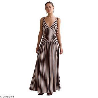 Women's Boho Print Sleeveless Halter High Waist A Line Vacation Beach Maxi Dress