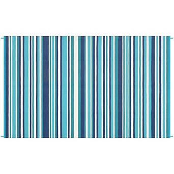 Reversible Striped Waterproof Outdoor Rug UV Stabilized Carpet for Beach Patio Deck RV Camping