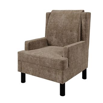 Wingback Accent Chair for Living Room, Reading Chair, Chenille Upholstered Armchair w/Soft Pillow