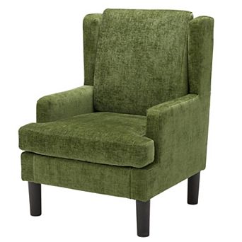 Wingback Accent Chair for Living Room, Reading Chair, Chenille Upholstered Armchair w/Soft Pillow