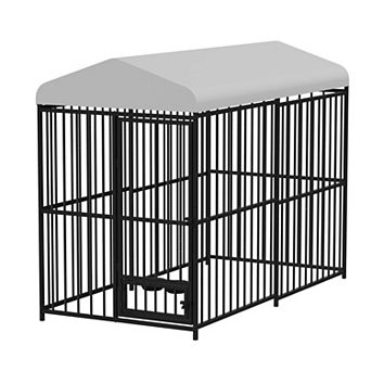 8x4x6FT Heavy Duty Galvanized Steel Outdoor Dog Kennel Waterproof Roof