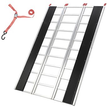 Silver Folding Aluminum Loading Ramp 1500LBS For Motorcycle ATV Lawn Mower