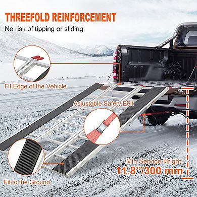 Silver Folding Aluminum Loading Ramp 1500LBS For Motorcycle ATV Lawn Mower