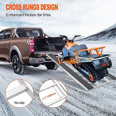 Silver Folding Aluminum Loading Ramp 1500LBS For Motorcycle ATV Lawn Mower