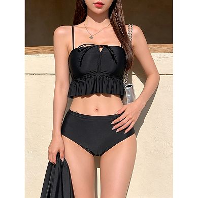 Women's 3 Piece Ruffled Tankini Swimsuit with Swim Skirt