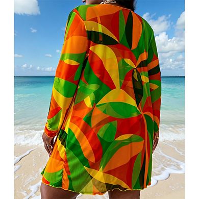 Women's 3 Piece Drawstring Bikini Set with Swim Shorts and Cover Up