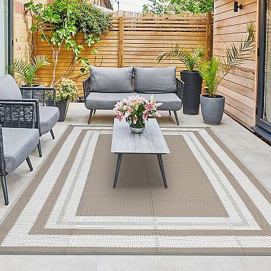 Double-Sided Reversible Outdoor Rug UV-Stabilized Foldable Carpet for Backyard Balcony Camping RV