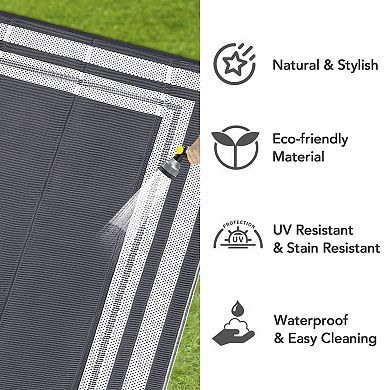 Double-Sided Reversible Outdoor Rug UV-Stabilized Foldable Carpet for Backyard Balcony Camping RV