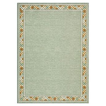 Modern Floral Border Area Rug Machine Washable Area Rug with Non-Slip Backing