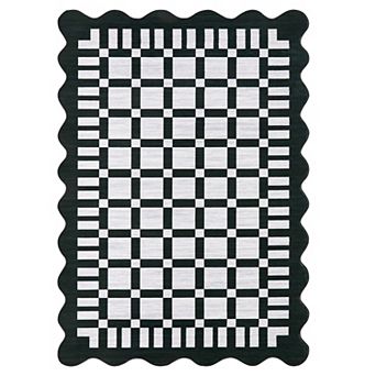 Modern Geometric Area Rug Low Pile Non-Slip Washable Carpet for Living Room