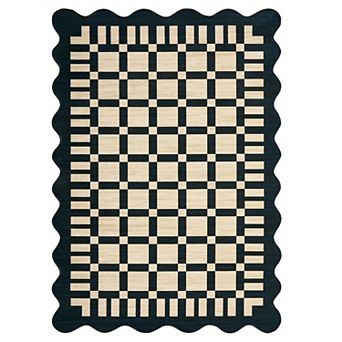 Modern Geometric Area Rug Low Pile Non-Slip Washable Carpet for Living Room