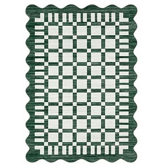 Modern Geometric Area Rug Low Pile Non-Slip Washable Carpet for Living Room