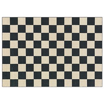Washable Rug Non-Slip Checkered Area Rug Geometric Carpet Modern Area Rugs for Living Room Bedroom