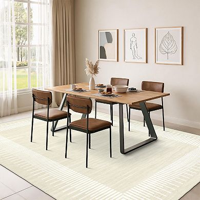 Modern Minimalist Washable Rug with Rubber Backing Foldable Soft Durable Carpet