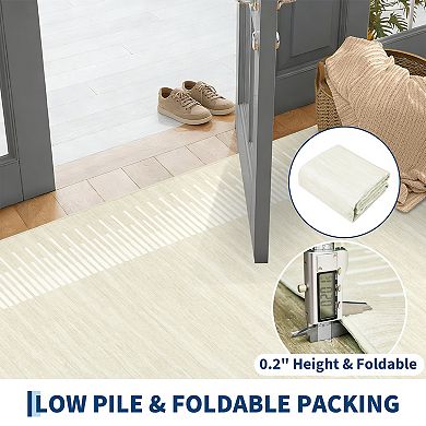 Modern Minimalist Washable Rug with Rubber Backing Foldable Soft Durable Carpet