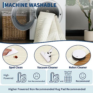 Modern Minimalist Washable Rug with Rubber Backing Foldable Soft Durable Carpet