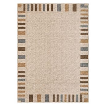 Modern Bordered Rug, Soft and Non-Shedding, Washable, Stain-Resistant and Slip-Resistant Carpet